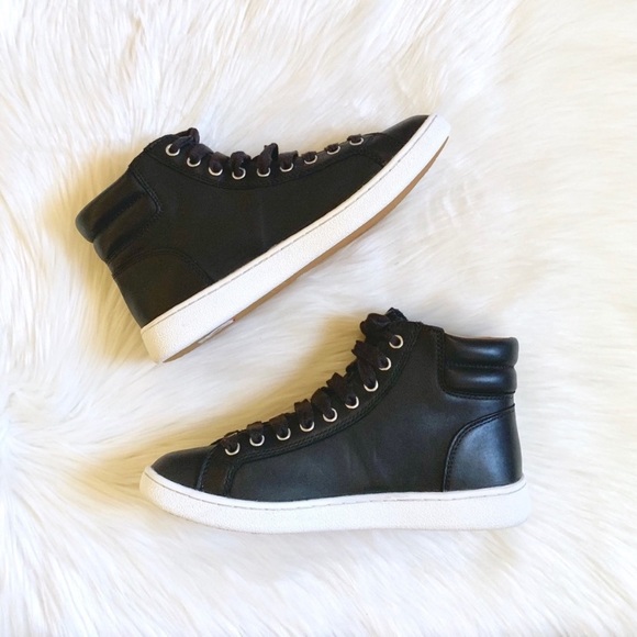 UGG Black Leather Olive High Top Sneaker - Picture 8 of 9